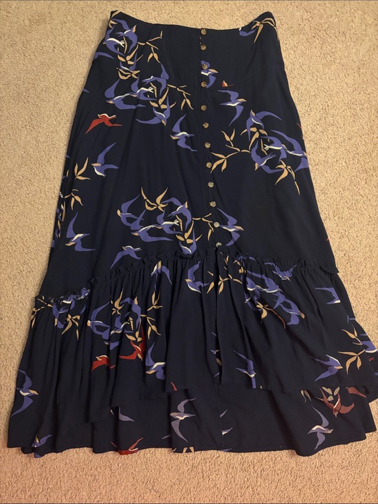 Maeve Dresses & Skirts - Maeve Navy Maxi Skirt with Purple and Gold Floral Print